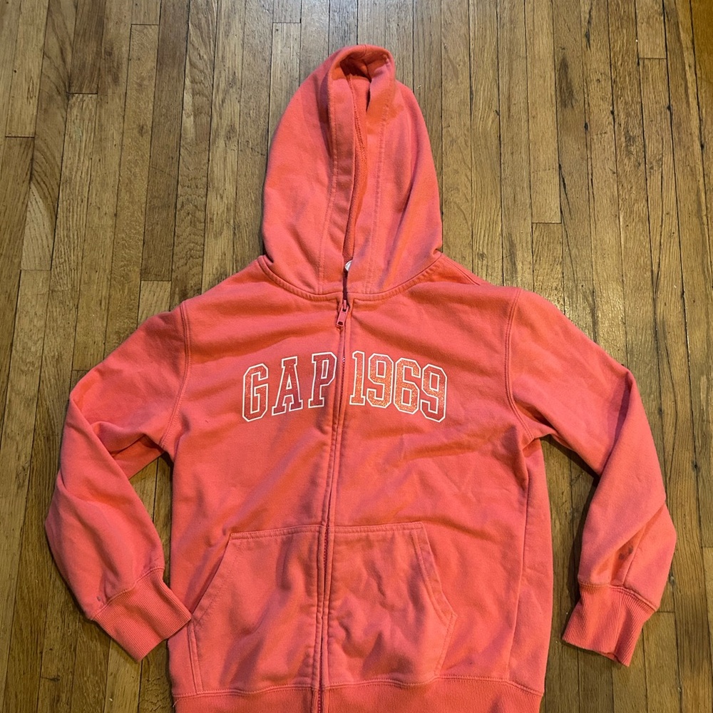 GAP Coral Zip-Up Hoodie with GAP 1969 Logo